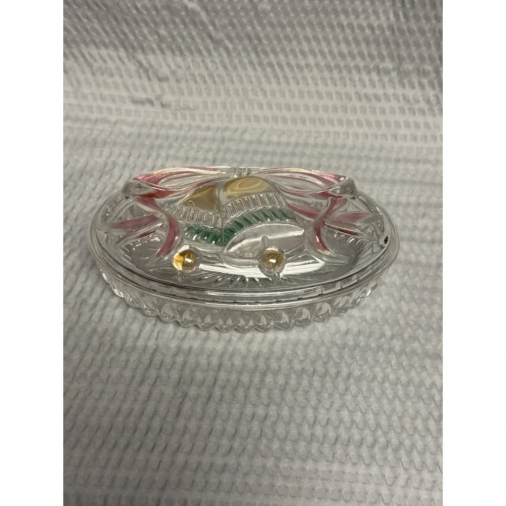 Vintage Savoir Vivre Holiday Spirit Oval‎ Covered Glass Candy Dish WY064/504